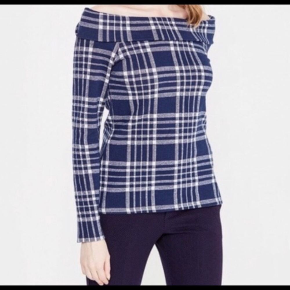 Banana Republic Off Shoulder Plaid Top